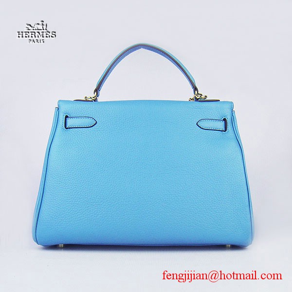 Hermes Kelly 32cm Togo Leather Bag Light Blue 6108 Gold Hardware